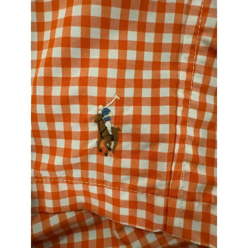Polo Ralph Lauren Orange White Gingham Traveler Swim Trunks Men’s Size XL
